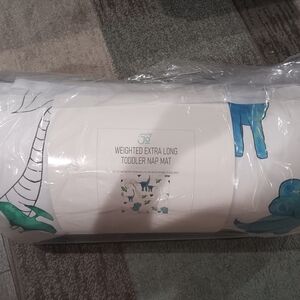Kids Weighted Extra Long Toddler Nap Mat - White and Blue